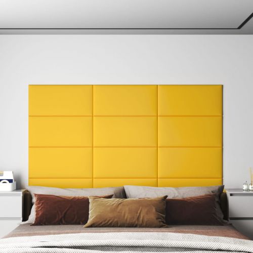 vidaXL Panele ścienne, 12 szt, żółte, 60x30 cm, aksamit, 2,16 m²