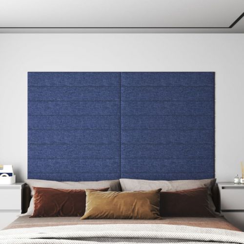 vidaXL Panele ścienne, 12 szt., niebieskie, 90x15 cm, tkanina, 1,62 m²