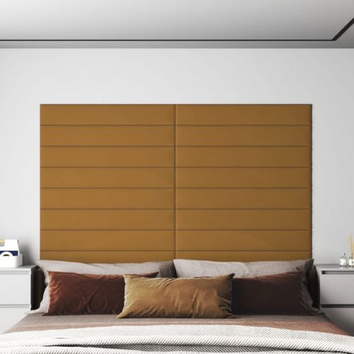 vidaXL Panele ścienne, 12 szt., brązowe, 90x15 cm, aksamit, 1,62 m²