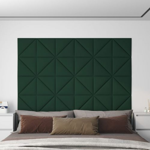 vidaXL Panele ścienne, 12 szt, ciemnozielone, 30x30 cm tkanina 0,54 m²