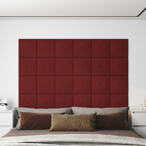 vidaXL Panele ścienne, 12 szt, kolor wina, 30x30 cm, tkanina, 1,08 m²