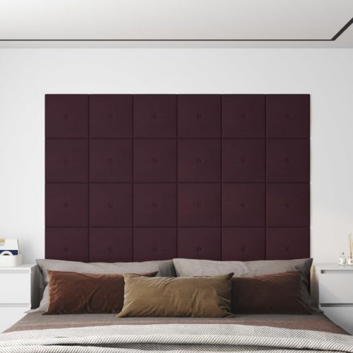 vidaXL Panele ścienne, 12 szt., fioletowe, 30x30 cm, tkanina, 1,08 m²