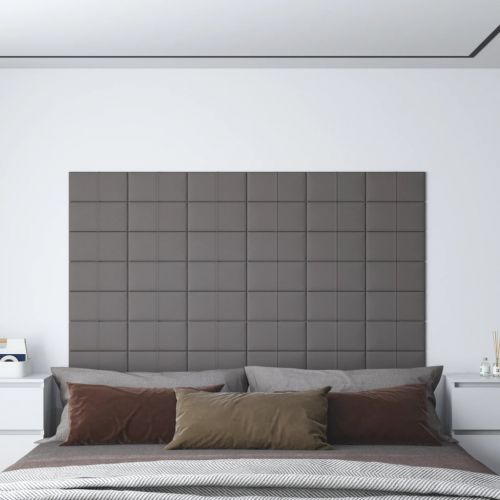vidaXL Panele ścienne, 12 szt., jasnoszare, 30x15 cm, tkanina, 0,54 m²