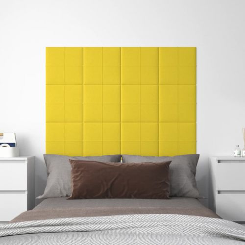 vidaXL Panele ścienne, 12 szt, jasnożółte, 30x30 cm, tkanina, 1,08 m²