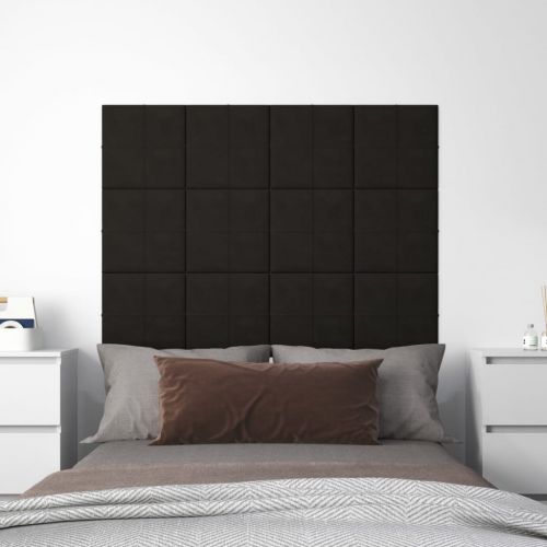 vidaXL Panele ścienne, 12 szt., czarne, 30x30 cm, aksamit, 1,08 m²