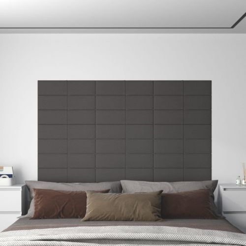 vidaXL Panele ścienne, 12 szt, ciemnoszare, 60x15 cm, tkanina, 1,08 m²