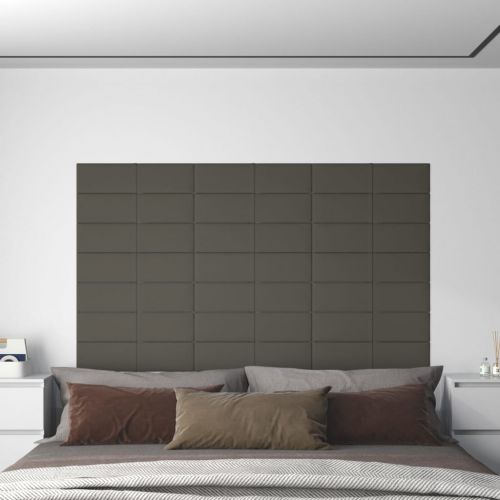 vidaXL Panele ścienne, 12 szt, ciemnoszary, 60x15 cm, aksamit, 1,08 m²