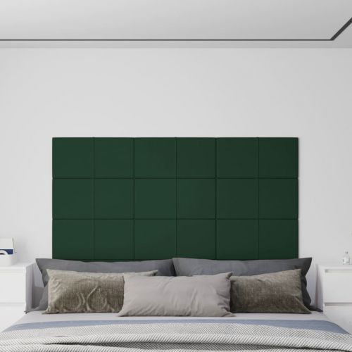 vidaXL Panele ścienne, 12 szt, ciemnozielone, 60x30 cm, tkanina 2,16m²