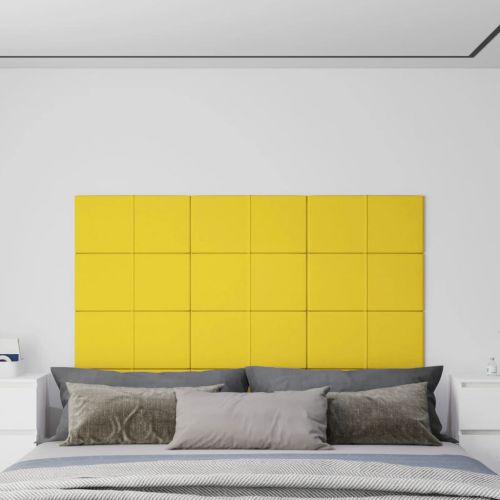 vidaXL Panele ścienne, 12 szt, jasnożółte, 60x30 cm, tkanina, 2,16 m²
