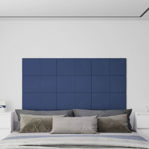 vidaXL Panele ścienne, 12 szt, niebieska, 60x30 cm, tkanina, 2,16 m²