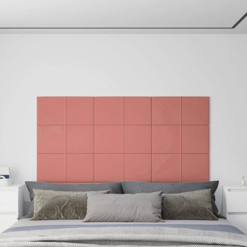 vidaXL Panele ścienne, 12 szt., różowe, 60x30 cm, aksamit, 2,16 m²