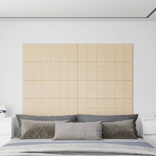 vidaXL Panele ścienne, 12 szt., kremowe, 90x30 cm, tkanina, 3,24 m²