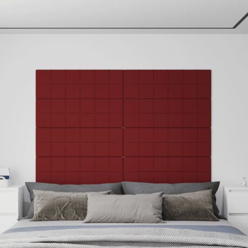 vidaXL Panele ścienne, 12 szt., kolor wina, 90x30 cm, tkanina, 3,24 m²