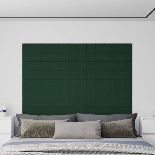 vidaXL Panele ścienne, 12 szt, ciemnozielone, 90x30 cm tkanina 3,24 m²