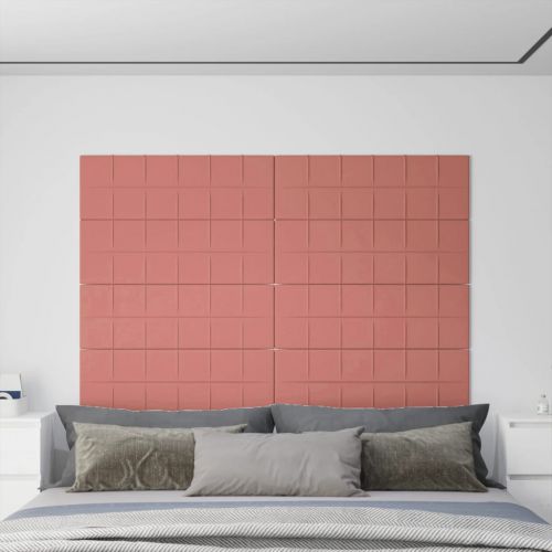 vidaXL Panele ścienne, 12 szt., różowe, 90x30 cm, aksamit, 3,24 m²
