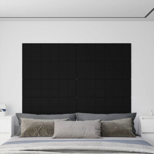 vidaXL Panele ścienne, 12 szt., czarne, 90x30 cm, aksamit, 3,24 m²