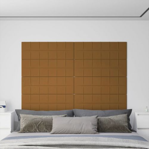vidaXL Panele ścienne, 12 szt., brązowe, 90x30 cm, aksamit, 3,24 m²