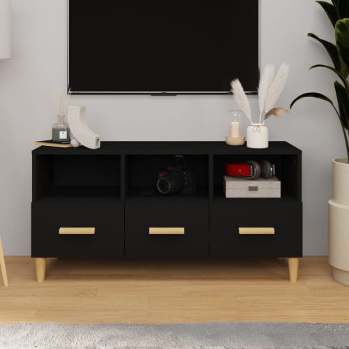 vidaXL Szafka pod TV, czarna, 102x36x50 cm, materiał drewnopochodny