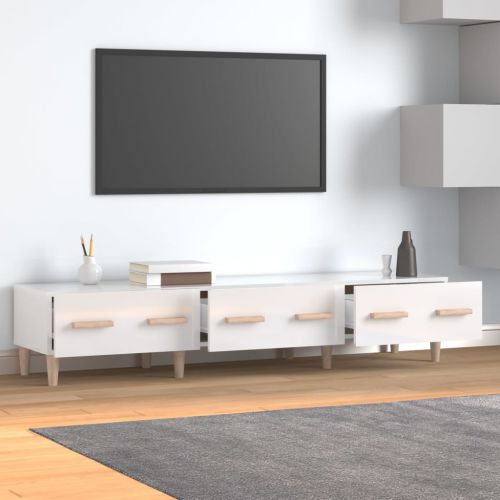 vidaXL Szafka pod TV, wysoki połysk, biała, 150x34,5x30 cm