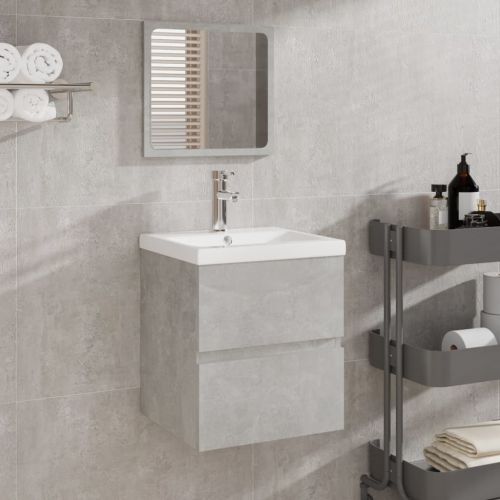 vidaXL Szafka do łazienki z umywalką i lustrem, betonowa szarość
