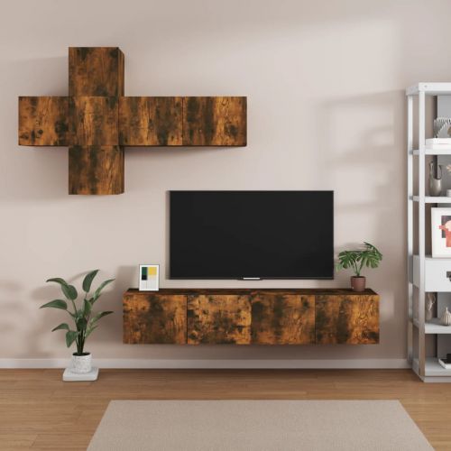 vidaXL Zestaw 7 szafek TV, przydymiony dąb, materiał drewnopochodny