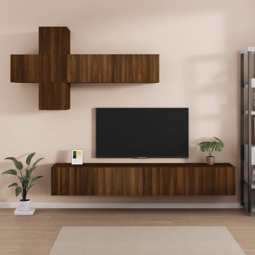 vidaXL Zestaw 7 szafek TV, brązowy dąb, materiał drewnopochodny