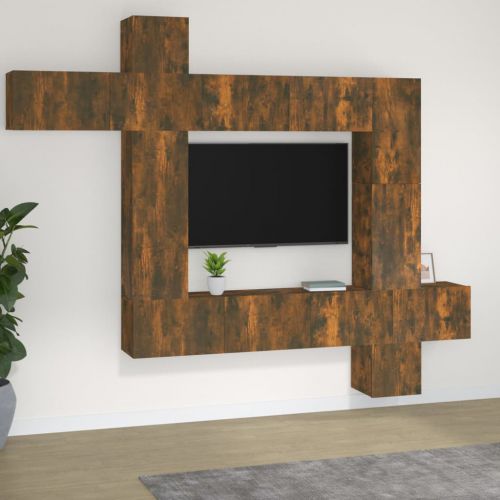 vidaXL Zestaw 9 szafek TV, przydymiony dąb, materiał drewnopochodny