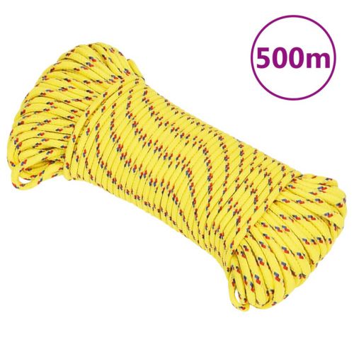 vidaXL Linka żeglarska, żółta, 4 mm, 500 m, polipropylen