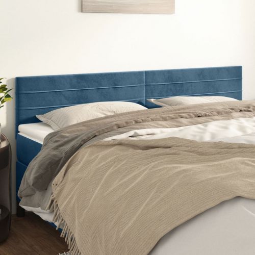 vidaXL Zagłówki do łóżka, 2 szt, ciemnoniebieski, 80x5x78/88cm aksamit