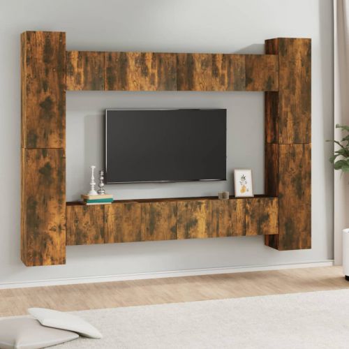 vidaXL Zestaw 10 szafek TV, przydymiony dąb, materiał drewnopochodny