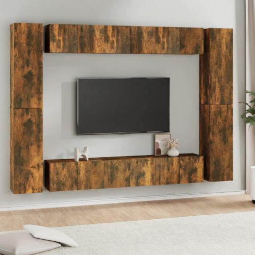 vidaXL Zestaw 10 szafek TV, przydymiony dąb, materiał drewnopochodny