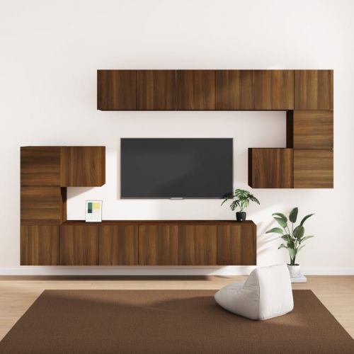 vidaXL Zestaw 10 szafek TV, brązowy dąb, materiał drewnopochodny