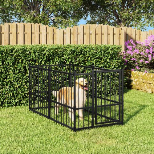 vidaXL Kojec dla psa, czarny, 193,5x97x100 cm, stalowy