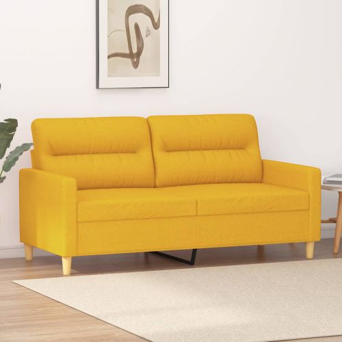 vidaXL Sofa 2-osobowa, jasnożółta, 140 cm, tapicerowana tkaniną