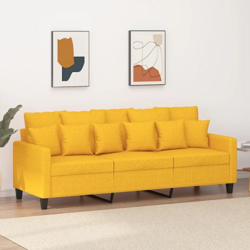 vidaXL Sofa 3-osobowa, jasnożółta, 180 cm, tapicerowana tkaniną