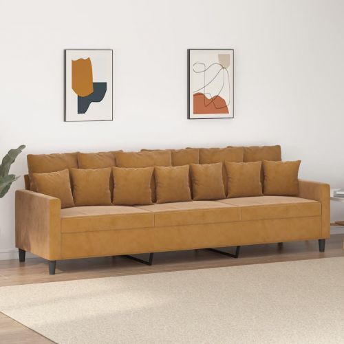 vidaXL Sofa 3-osobowa, brązowa, 210 cm, tapicerowana aksamitem