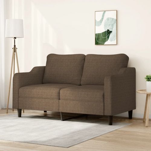 vidaXL Sofa 2-osobowa, brązowa, 140 cm, tapicerowana tkaniną