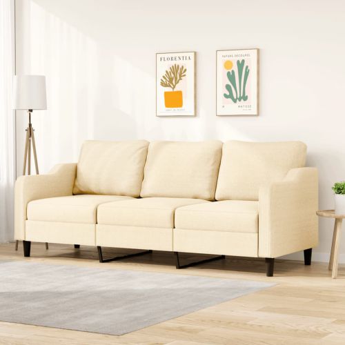 vidaXL 3-osobowa sofa, kremowa, 210 cm, tapicerowana tkaniną