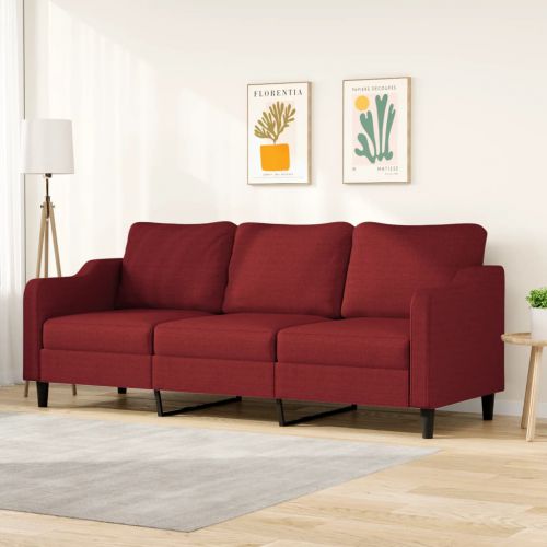 vidaXL Sofa 3-osobowa, winna czerwień, 210 cm,tapicerowana tkaniną