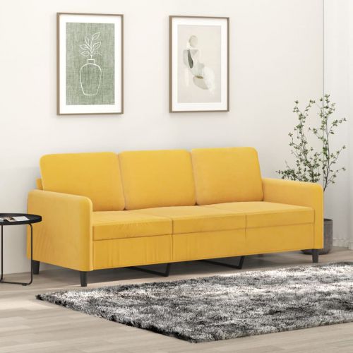 vidaXL Sofa 3-osobowa, żółty, 180 cm, tapicerowana aksamitem