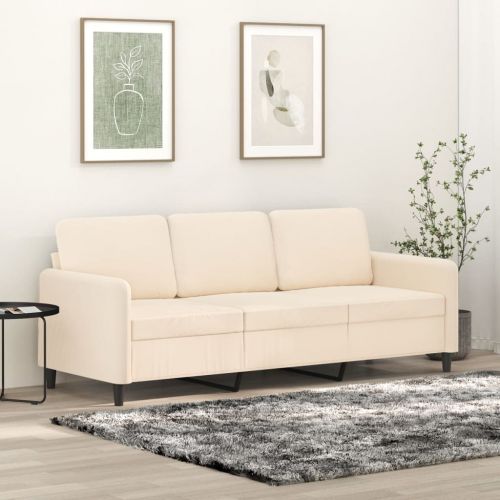 vidaXL Sofa 3-osobowa, kremowy, 180 cm, tapicerowana aksamitem