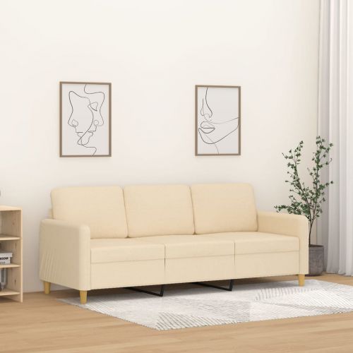 vidaXL 3-osobowa sofa, kremowa, 180 cm, tapicerowana tkaniną