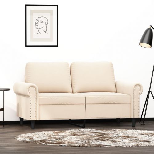vidaXL Sofa 2-osobowa, kremowy, 120 cm, tapicerowana aksamitem