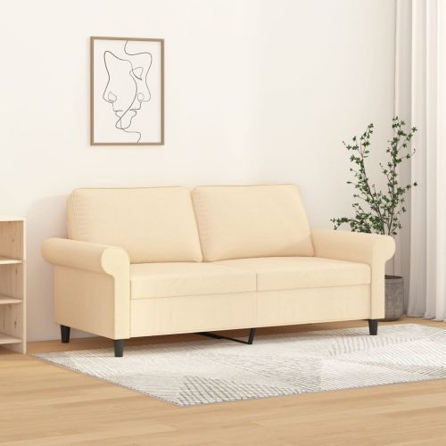 vidaXL 2-osobowa sofa, kremowa, 140 cm, tapicerowana tkaniną