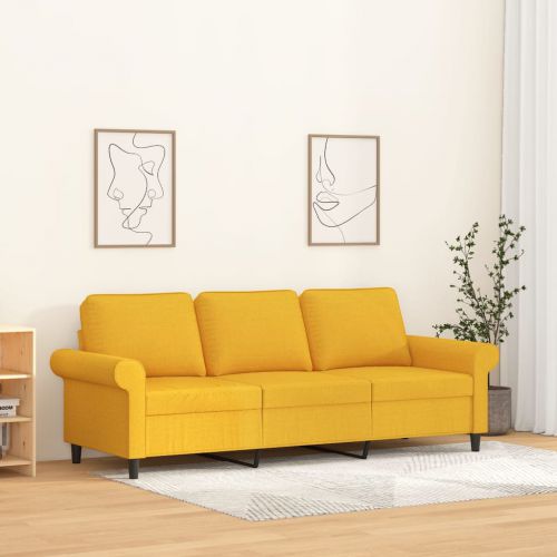 vidaXL Sofa 3-osobowa, jasnożółta, 180 cm, tapicerowana tkaniną