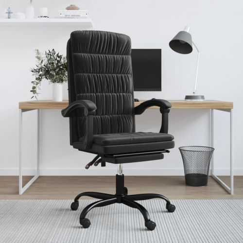 vidaXL Rozkładany fotel biurowy, czarny, obity aksamitem