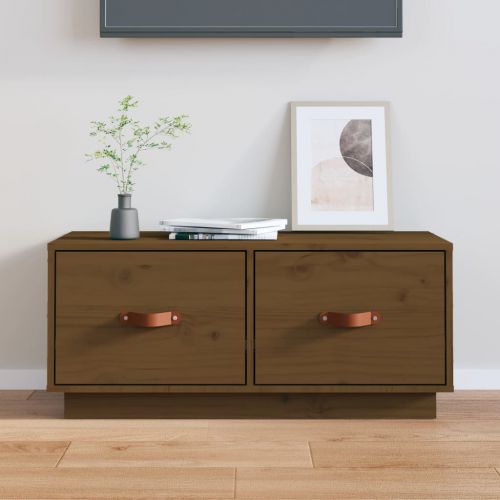 vidaXL Szafka pod telewizor, miodowy brąz, 80x34x35 cm, drewno sosnowe