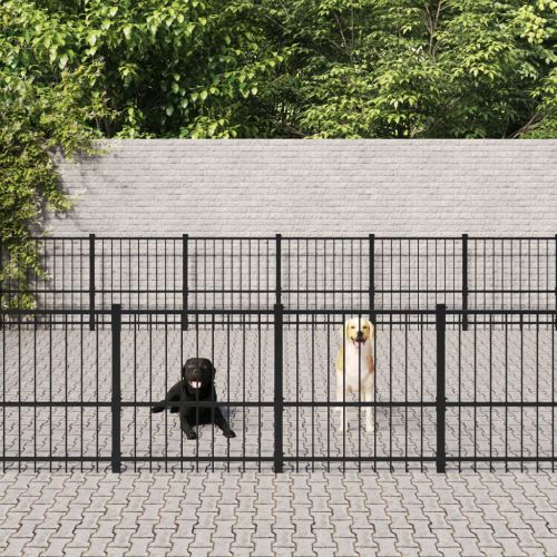 vidaXL Kojec dla psa na zewnątrz, stalowy, 45,16 m²