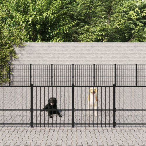 vidaXL Kojec dla psa na zewnątrz, stalowy, 60,22 m²