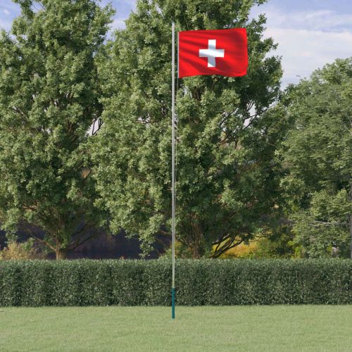 vidaXL Flaga Szwajcarii z masztem, 6,23 m, aluminium